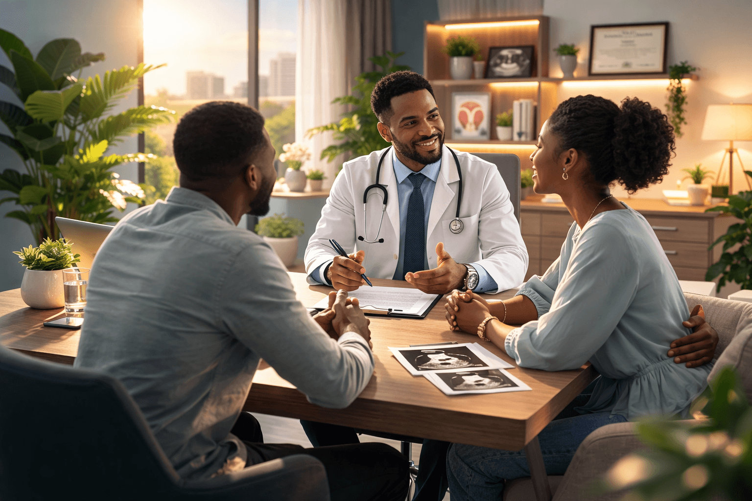 Doctor consulting with a couple